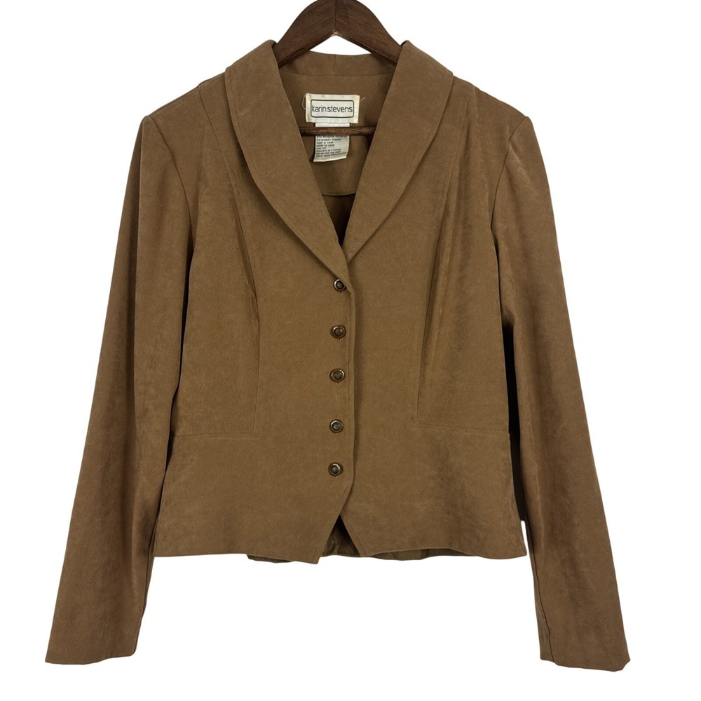 Vintage Karin Stevens Jacket Women 12 Large Brown Blazer Western CottageCrop 80s